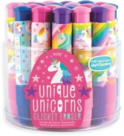 Ooly - Click It Erasers - Tub Of 24 - Unique Unicorns