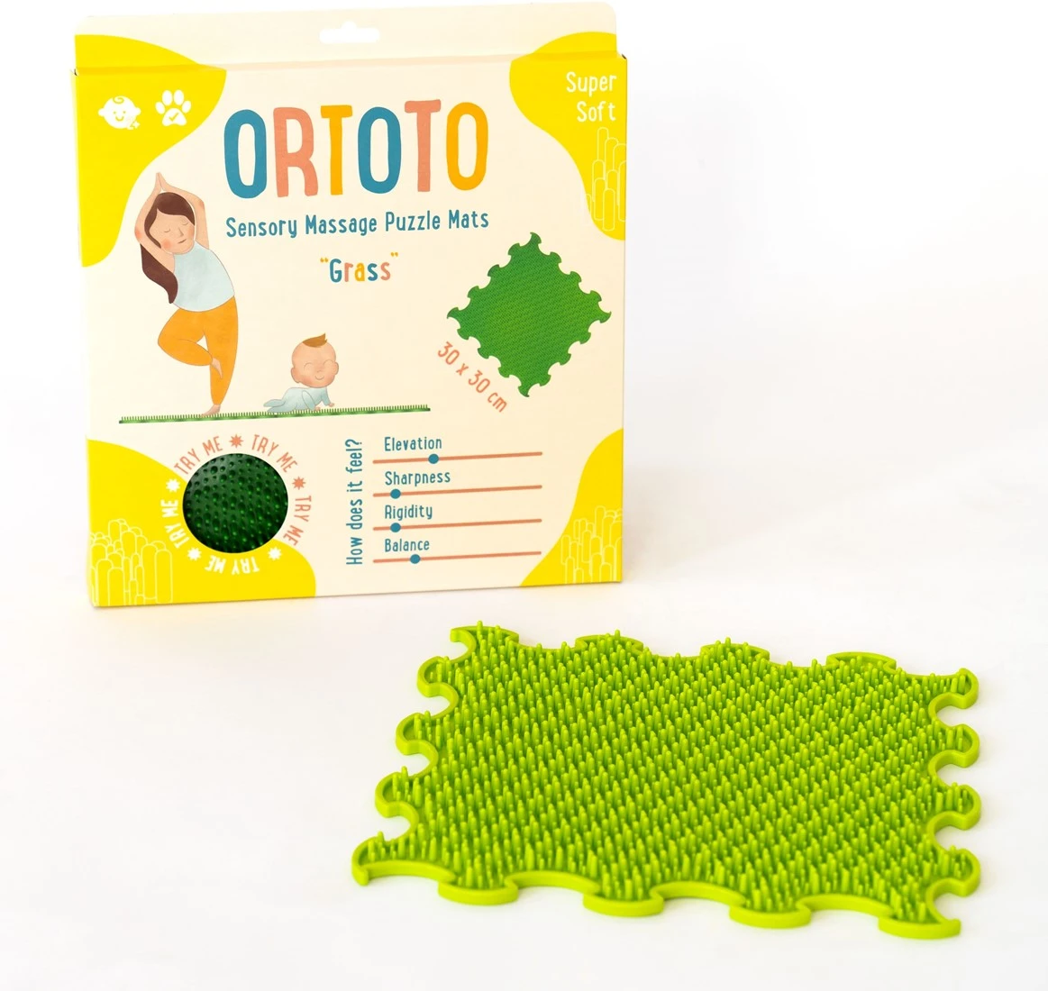 Ortoto Sensory Massage Puzzle Matte Gras Hellgrün 4 Ortoto Sensory Massage Puzzle Matte Gras Hellgrün – Bild 2