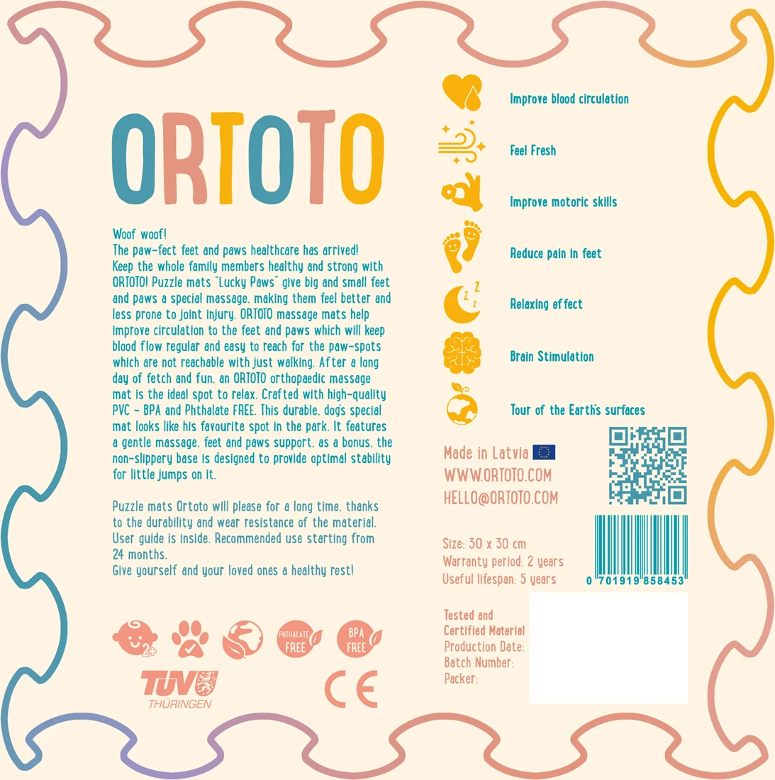 Ortoto Sensory Massage Puzzle Matte Lucky Paws Wüstensand 5 Ortoto Sensory Massage Puzzle Matte Lucky Paws Wüstensand – Bild 3