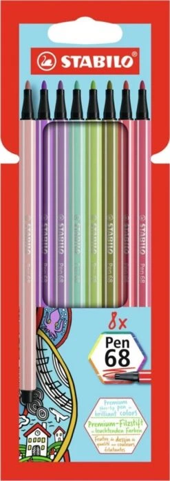 Premium-Filzstift - STABILO Pen 68 - 8er Pack - Mit 8 Verschiedenen Farben