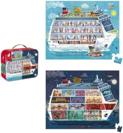 Janod Puzzlekoffer "Kreuzfahrt Tag & Nacht" Doppelpuzzle 200 Und 100 Teile -Djeco Geschaft puzzlekoffer quot kreuzfahrt tag nacht quot doppelpuzzle 200 und 100 teile 2