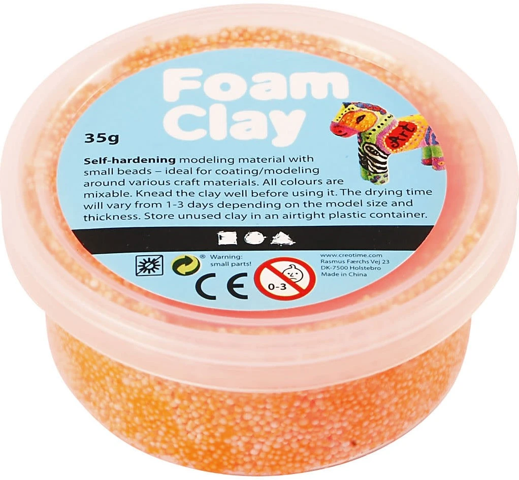 Schaumstoff Knete, Neon Orange, 35 Gr/ 1 Box 3 Schaumstoff Knete, Neon Orange, 35 Gr/ 1 Box