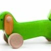 Schiebetier Schiebelaufrad Nachziehspielzeug Ziehtier Holz - Hund Dackel Puppy Grün