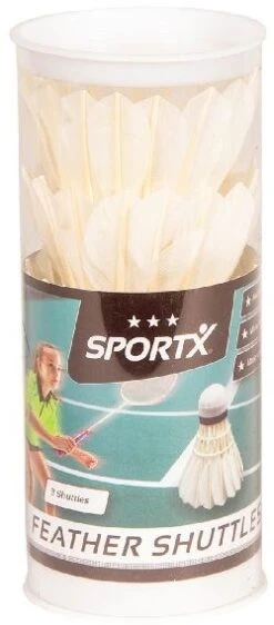 SportX Shuttle Feathers Weiß 3 In Tube -Djeco Geschaft sportx shuttle feathers weiss 3 in tube 3