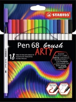 STABILO Pen 68 Brush - Premium-Pinselfilzstift - ARTY-Etui Mit 18 Farben