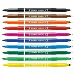 STABILO Trio 2 In 1 - Filzstift - Mit Dünner Und Dicker Spitze - Etui Mit 10 Farben