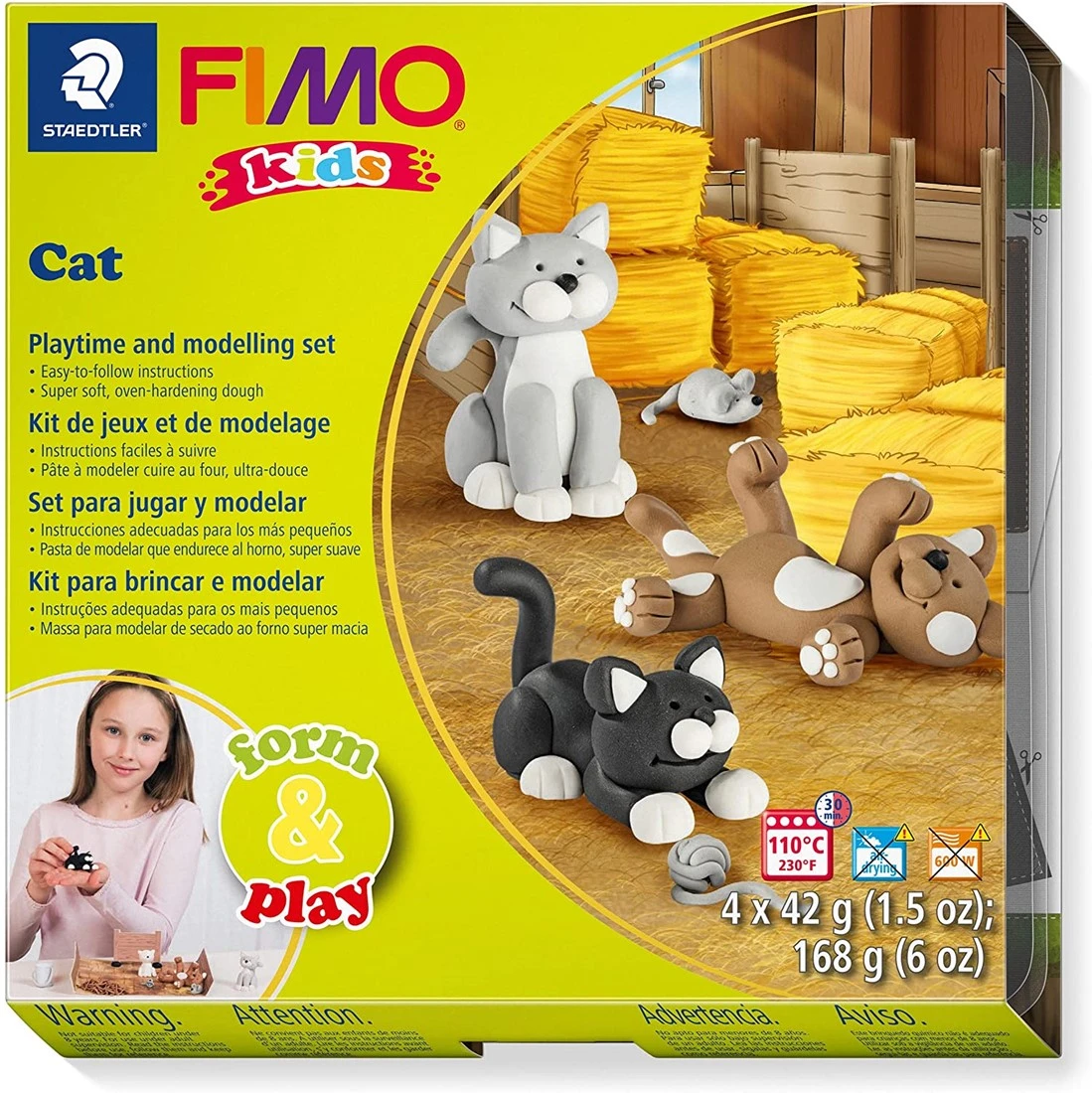 STAEDTLER 8034 16 LYST Katzen Fimo Kids Form&play Set (superweiche, Ofenhärtende Knete, Leichte Anleitung, Wiederverschließbare Box, Set Mit 4 Blöcken, 1 Modellierstab Und 1 Spielkulisse) 3 STAEDTLER 8034 16 LYST Katzen Fimo Kids Form&play Set (superweiche, Ofenhärtende Knete, Leichte Anleitung, Wiederverschließbare Box, Set Mit 4 Blöcken, 1 Modellierstab Und 1 Spielkulisse)