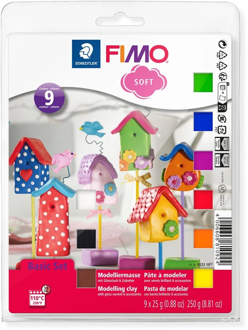 STAEDTLER FIMO Soft Basic-Set Mit 9 Halbblöcken à 25 G 3 STAEDTLER FIMO Soft Basic-Set Mit 9 Halbblöcken à 25 G