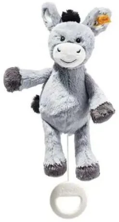 Steiff Soft Cuddly Friends Dinkie Donkey Music Box, Light Grey
